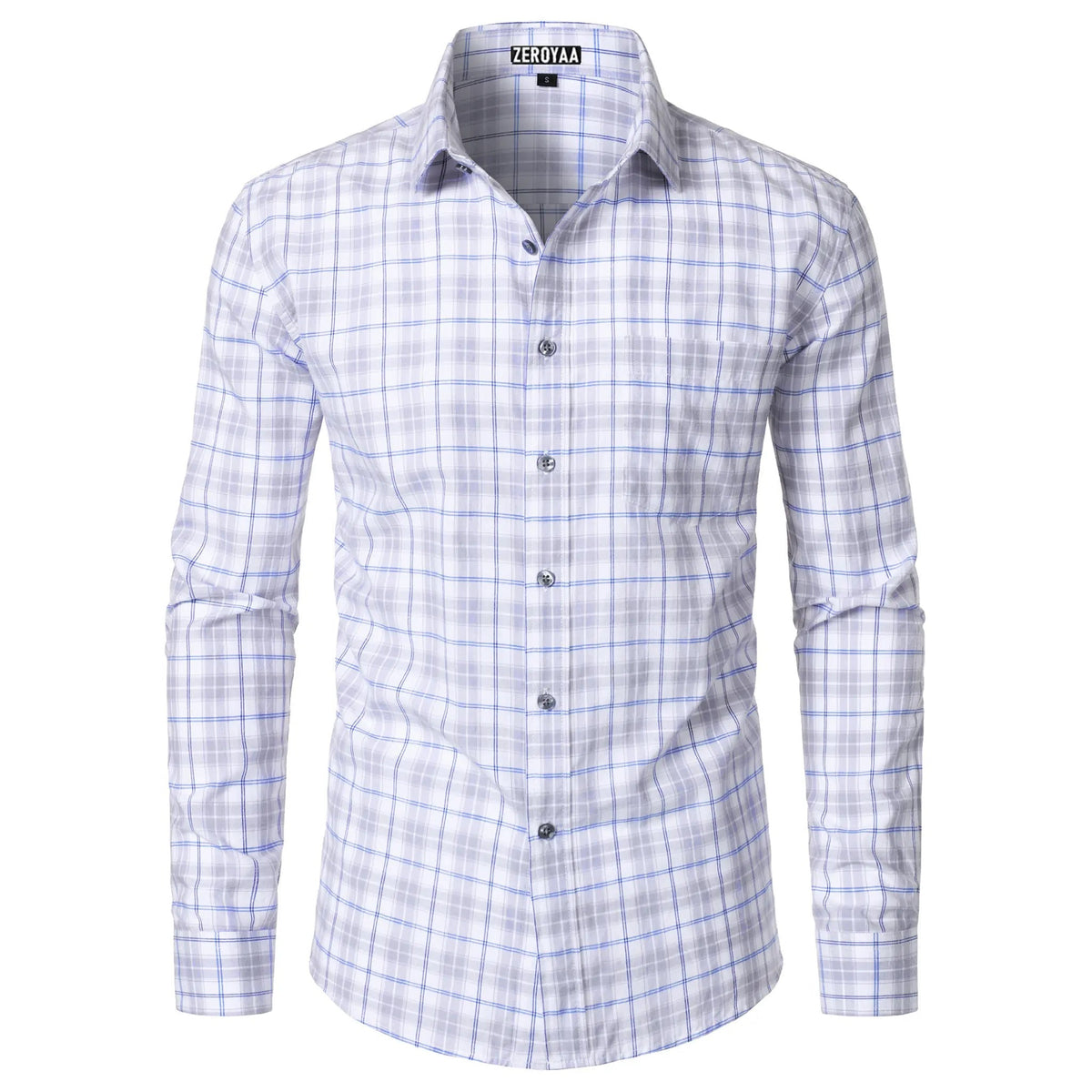 Men's Long-Sleeve Plaid Dress Shirt – Slim Fit, Classic Style