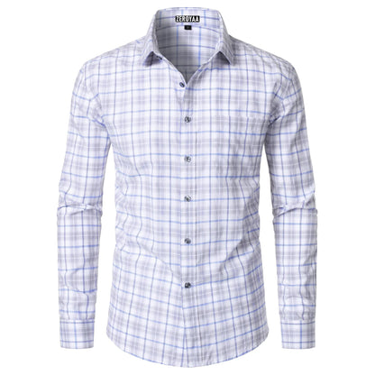 Men's Long-Sleeve Plaid Dress Shirt – Slim Fit, Classic Style