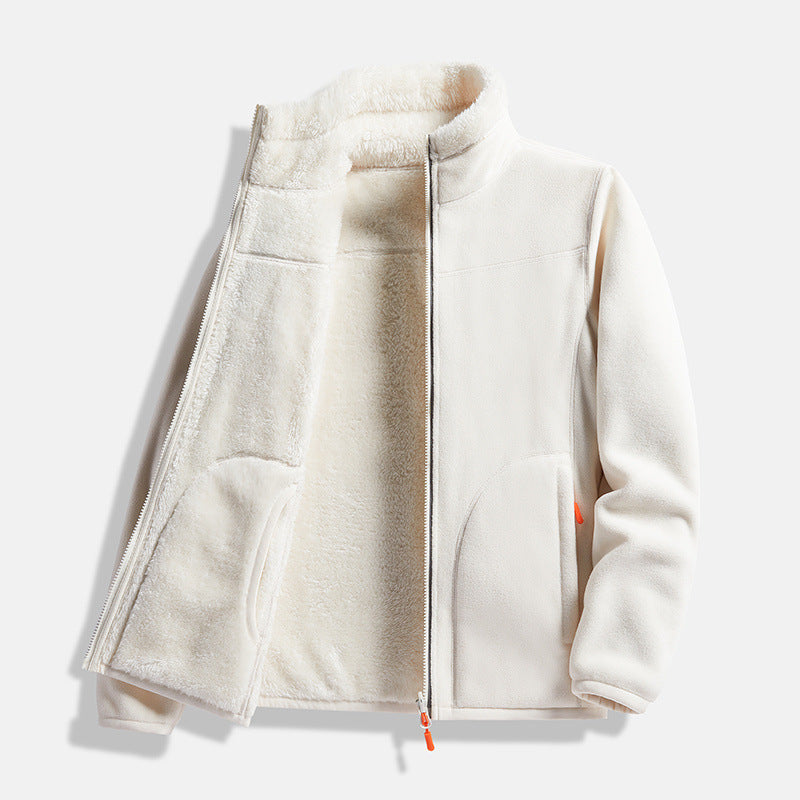 Double-Layer Fleece Full-Zip Jacket-100% Cotton