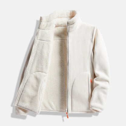 Double-Layer Fleece Full-Zip Jacket-100% Cotton