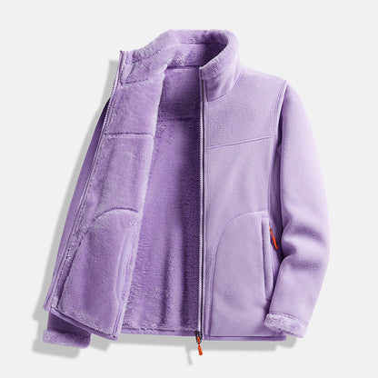 Double-Layer Fleece Full-Zip Jacket-100% Cotton