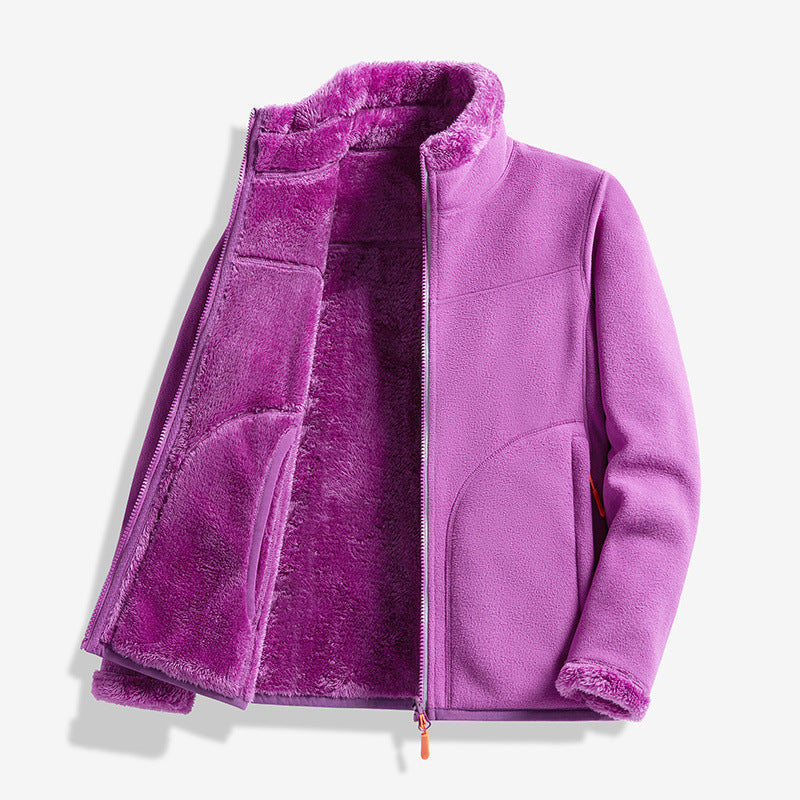Double-Layer Fleece Full-Zip Jacket-100% Cotton