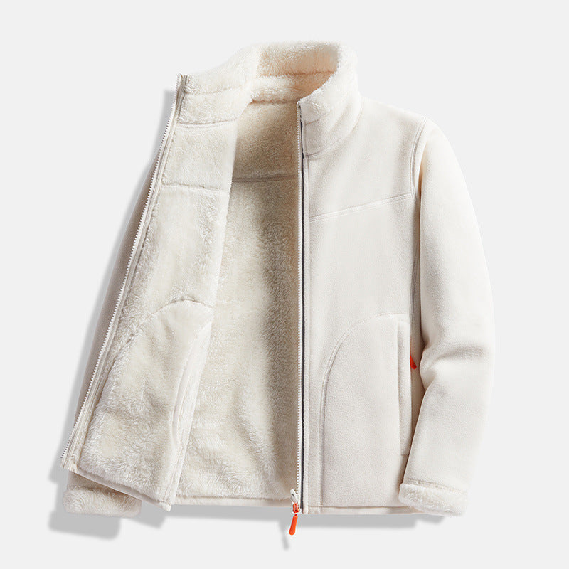 Double-Layer Fleece Full-Zip Jacket-100% Cotton