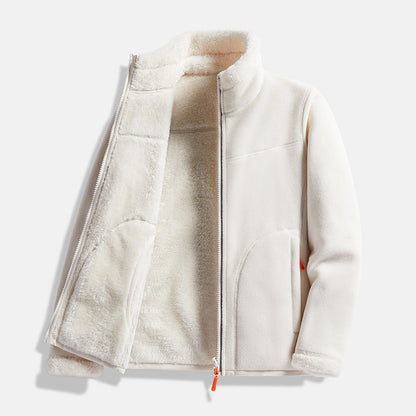 Double-Layer Fleece Full-Zip Jacket-100% Cotton