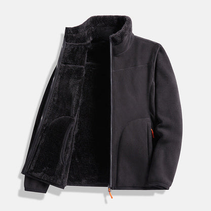 Double-Layer Fleece Full-Zip Jacket-100% Cotton