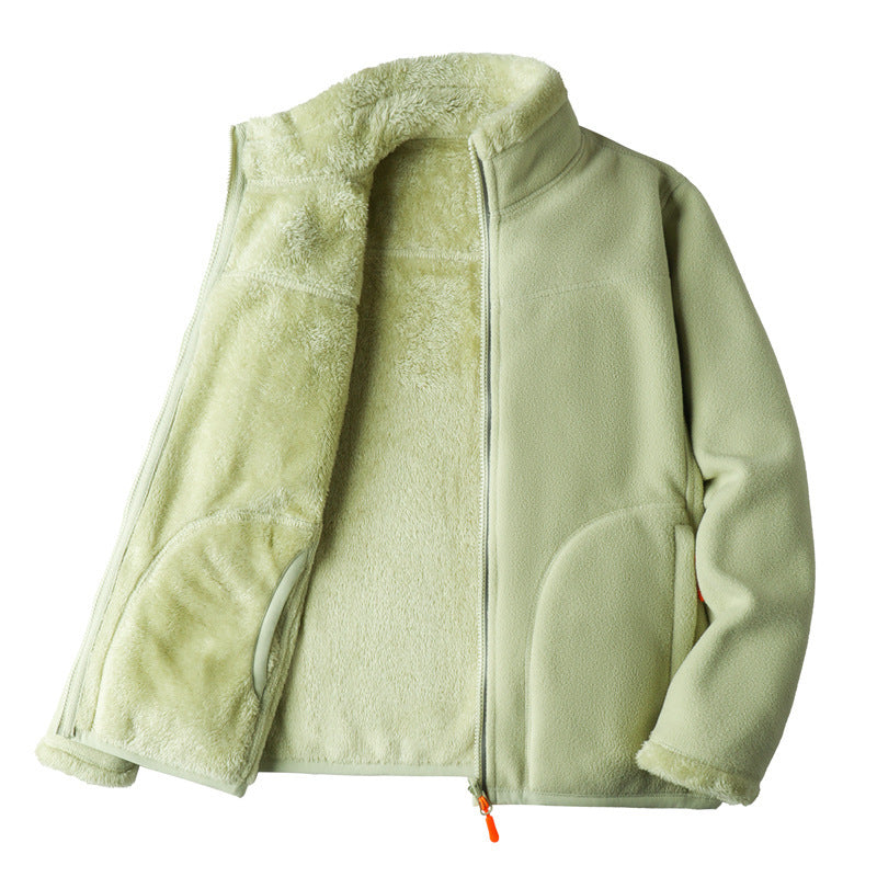 Double-Layer Fleece Full-Zip Jacket-100% Cotton