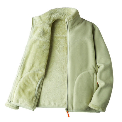 Double-Layer Fleece Full-Zip Jacket-100% Cotton