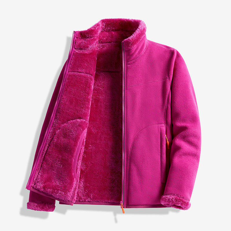 Double-Layer Fleece Full-Zip Jacket-100% Cotton