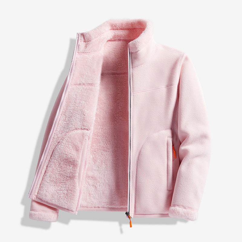 Double-Layer Fleece Full-Zip Jacket-100% Cotton