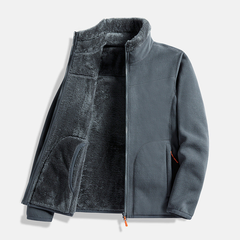Double-Layer Fleece Full-Zip Jacket-100% Cotton