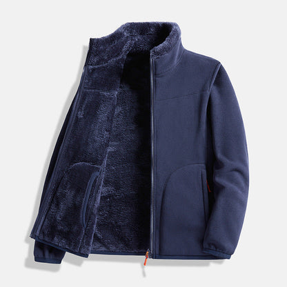 Double-Layer Fleece Full-Zip Jacket-100% Cotton