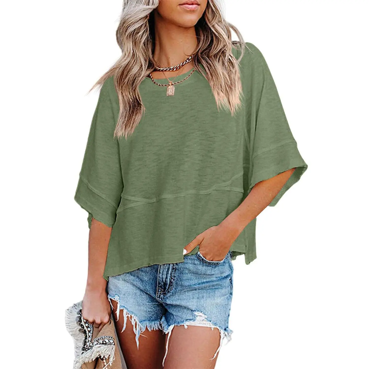 ❤️DEALS FOR YOU-Women's Summer Casual Crewneck Batwing Half Sleeve T-Shirts