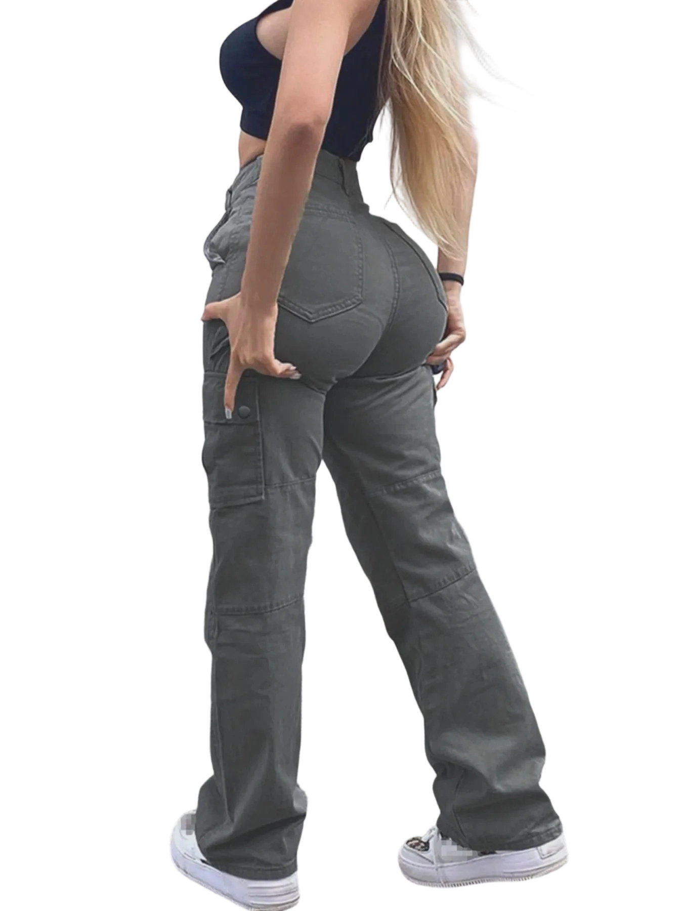 Women's Solid Multiple Pockets Cargo Pants, Casual Fashion Trousers