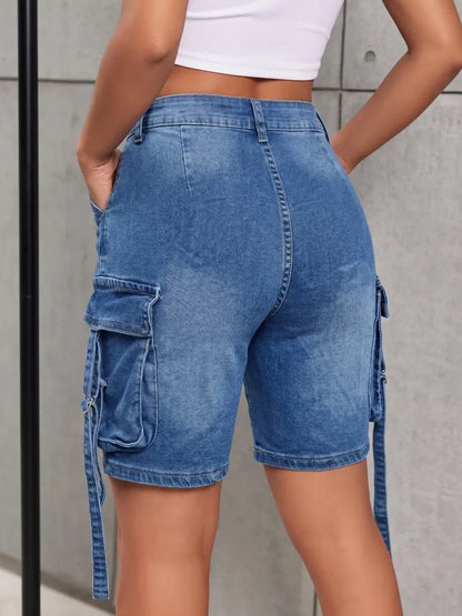 🔥Summer Sale🔥Stretch Washed Denim Cargo Shorts, Y2K Streetwear