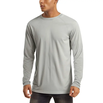 Men's UPF 50+ Long Sleeves Shirts Quick Dry Lightweight Summer Sportswear Crew Neck Tops