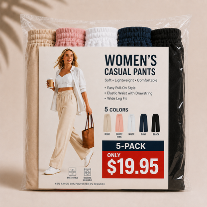 High Waisted Drawstring Pocket Wide Leg Baggy Casual Linen-Feel Pants