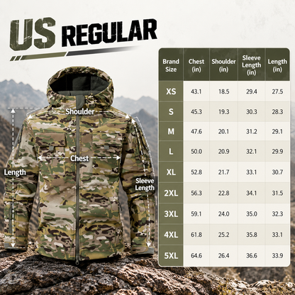 Men's Waterproof Fleece Hooded Jacket, 9 Multi-Compartment Pockets