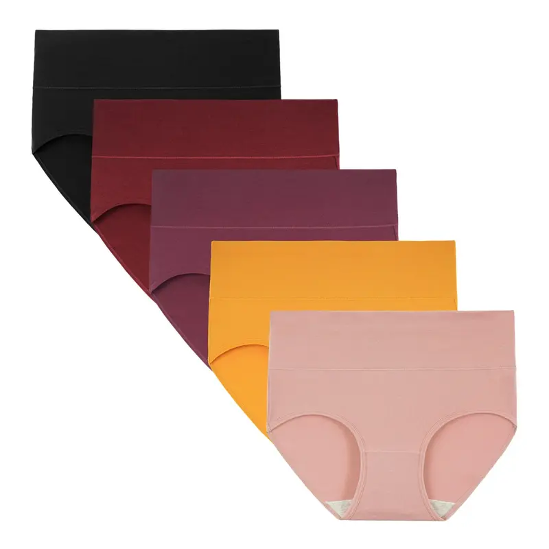 Women's High Waist Cotton Briefs – Soft Breathable 5-Pack Underwear