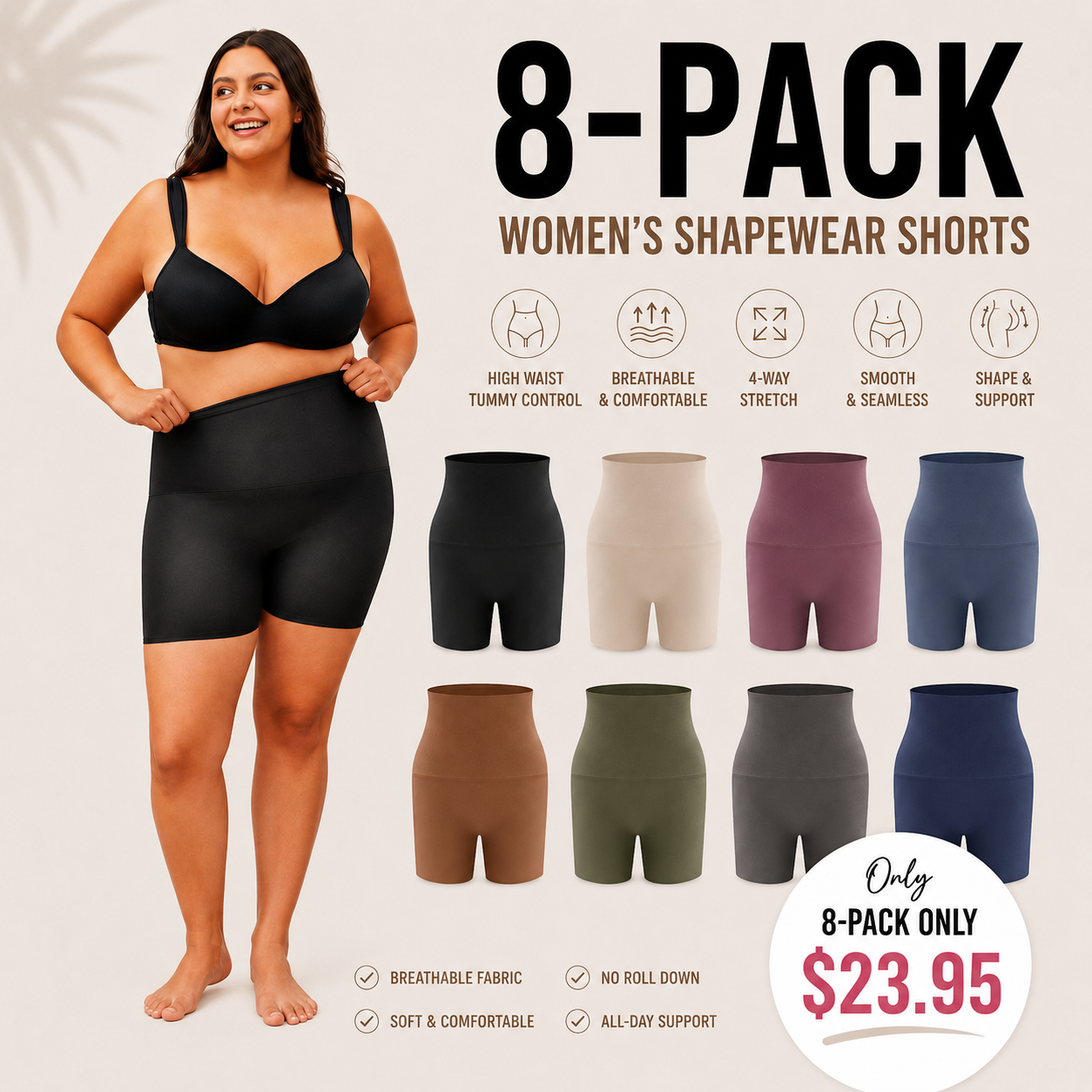 Women's High-Waisted Boyshort Panties – Full Coverage & Seamless Comfort