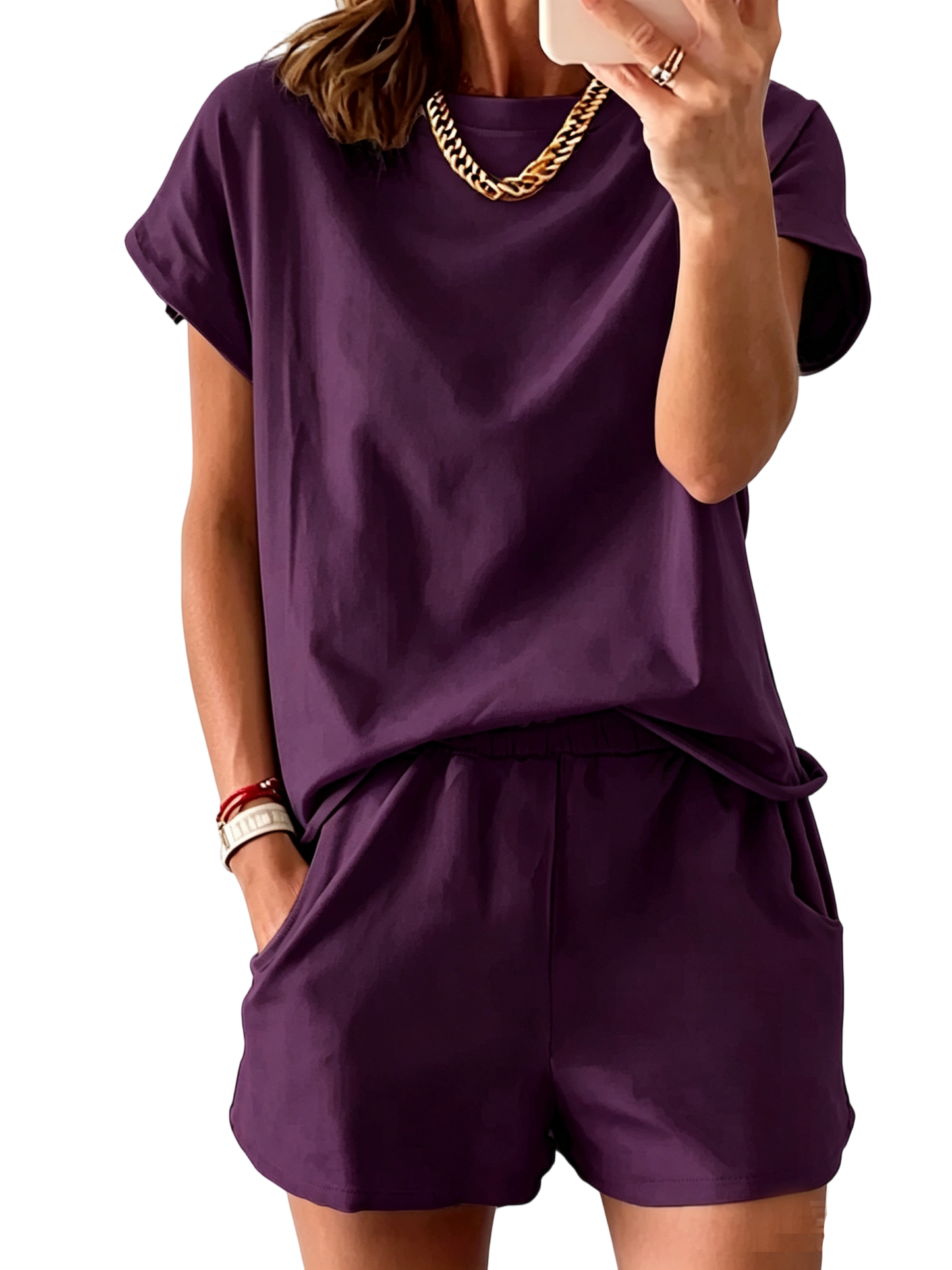Women’s Lounge Set Short Sleeve Top Shorts 2 Piece Casual Summer Outfit
