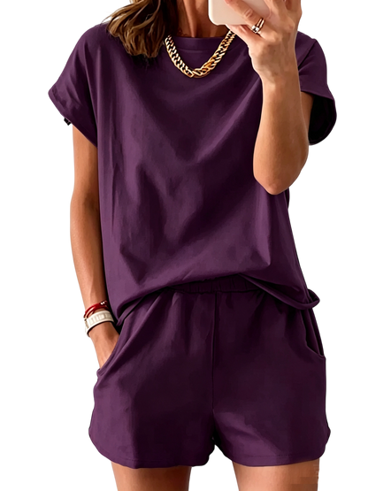 Women’s Lounge Set Short Sleeve Top Shorts 2 Piece Casual Summer Outfit