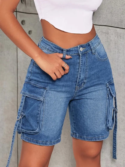 🔥Summer Sale🔥Stretch Washed Denim Cargo Shorts, Y2K Streetwear