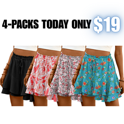 Flowy Shorts for Women Boho Ruffle Tiered Butterfly Skorts