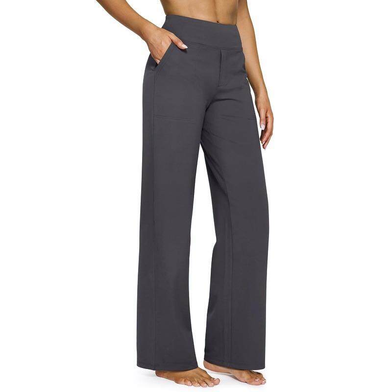 High Waist Wide Leg Yoga Pants for Women – Pockets, Stretch & All-Day Comfort