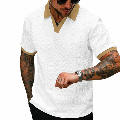 Men's Textured Knit Polo Shirt