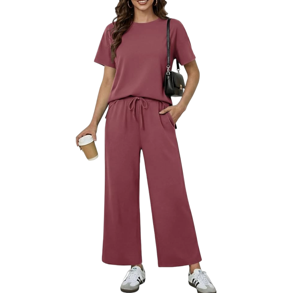2 Piece Sets for Women Soft Short Sleeve Matching Lounge Set