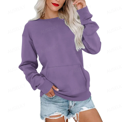 Women's Oversized Crewneck Sweatshirt with Kangaroo Pocket