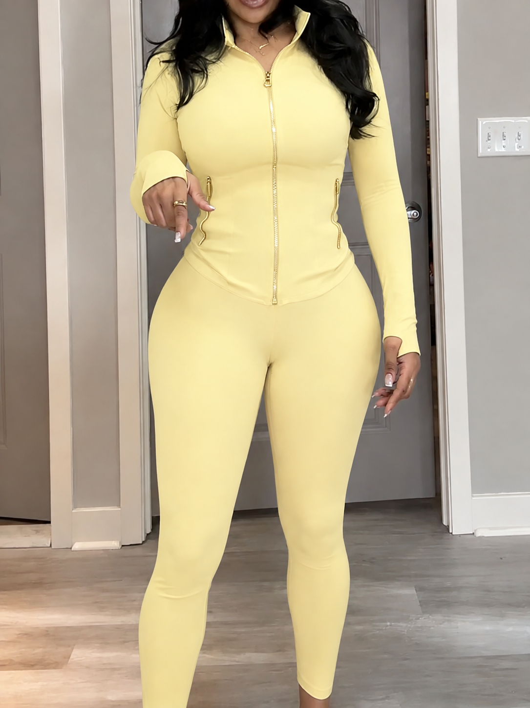 Golden Zipper Soft Brushed Sporty Set
