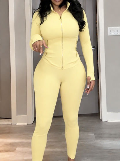 Golden Zipper Soft Brushed Sporty Set