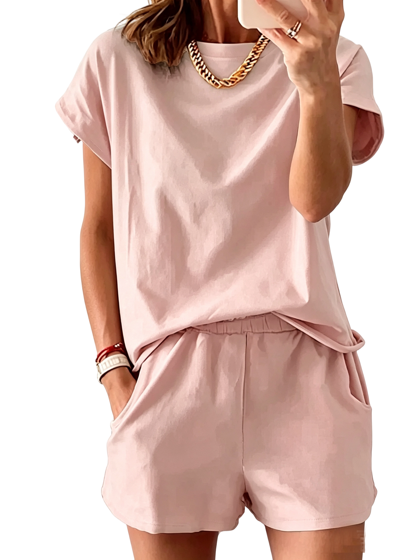 Women’s Lounge Set Short Sleeve Top Shorts 2 Piece Casual Summer Outfit