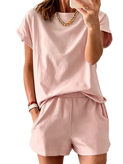 Women’s Lounge Set Short Sleeve Top Shorts 2 Piece Casual Summer Outfit