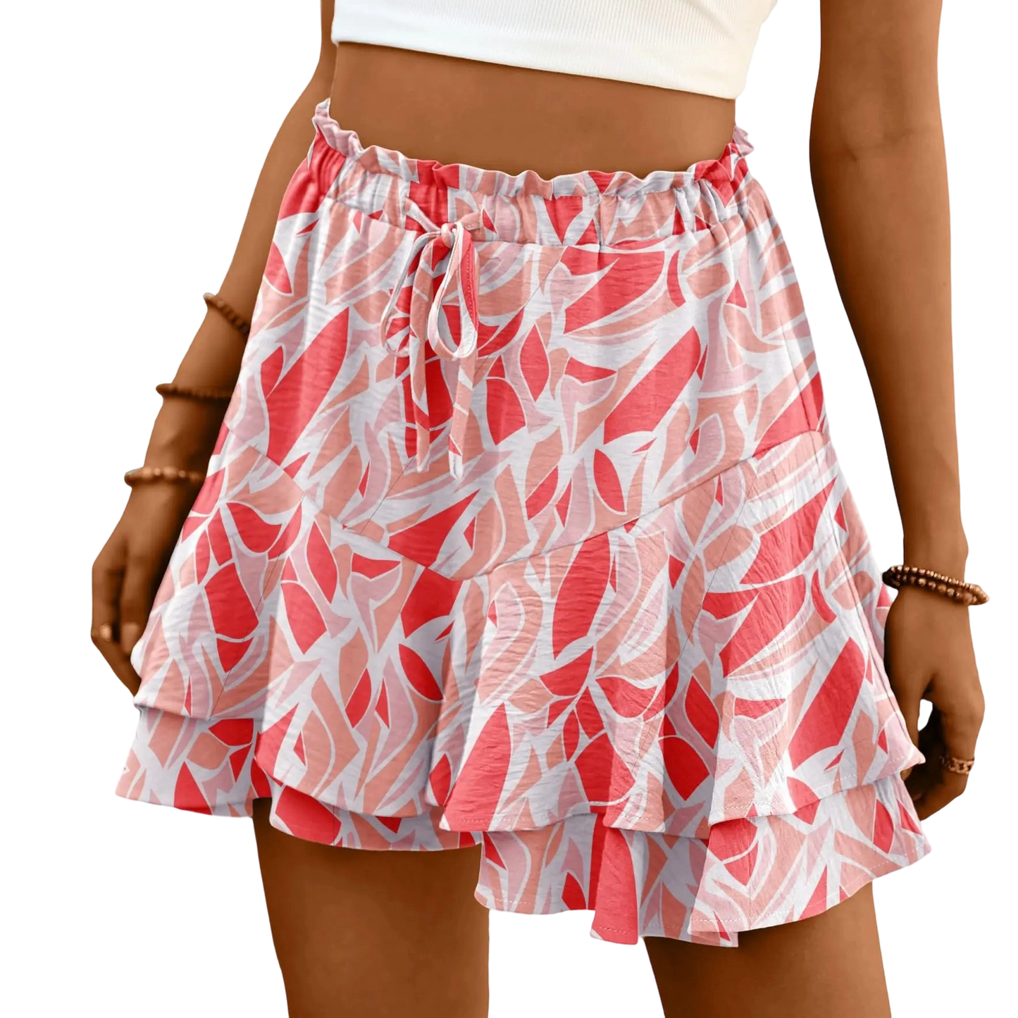 Flowy Shorts for Women Boho Ruffle Tiered Butterfly Skorts