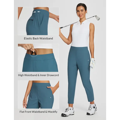 Women's Lightweight Breathable Stretch Ankle Pants - Soft UPF50+ Summer Trousers with Zipper Pockets