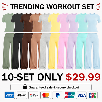 2026 New Women's Round Neck Tee & High-Waist Yoga Pants Two-Piece Set