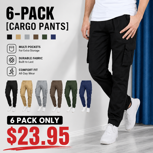 🔥Men's 6-Pack Flex Stretch Cotton Cargo Pants