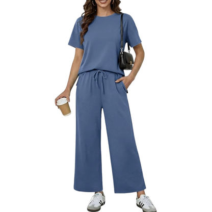 2 Piece Sets for Women Soft Short Sleeve Matching Lounge Set