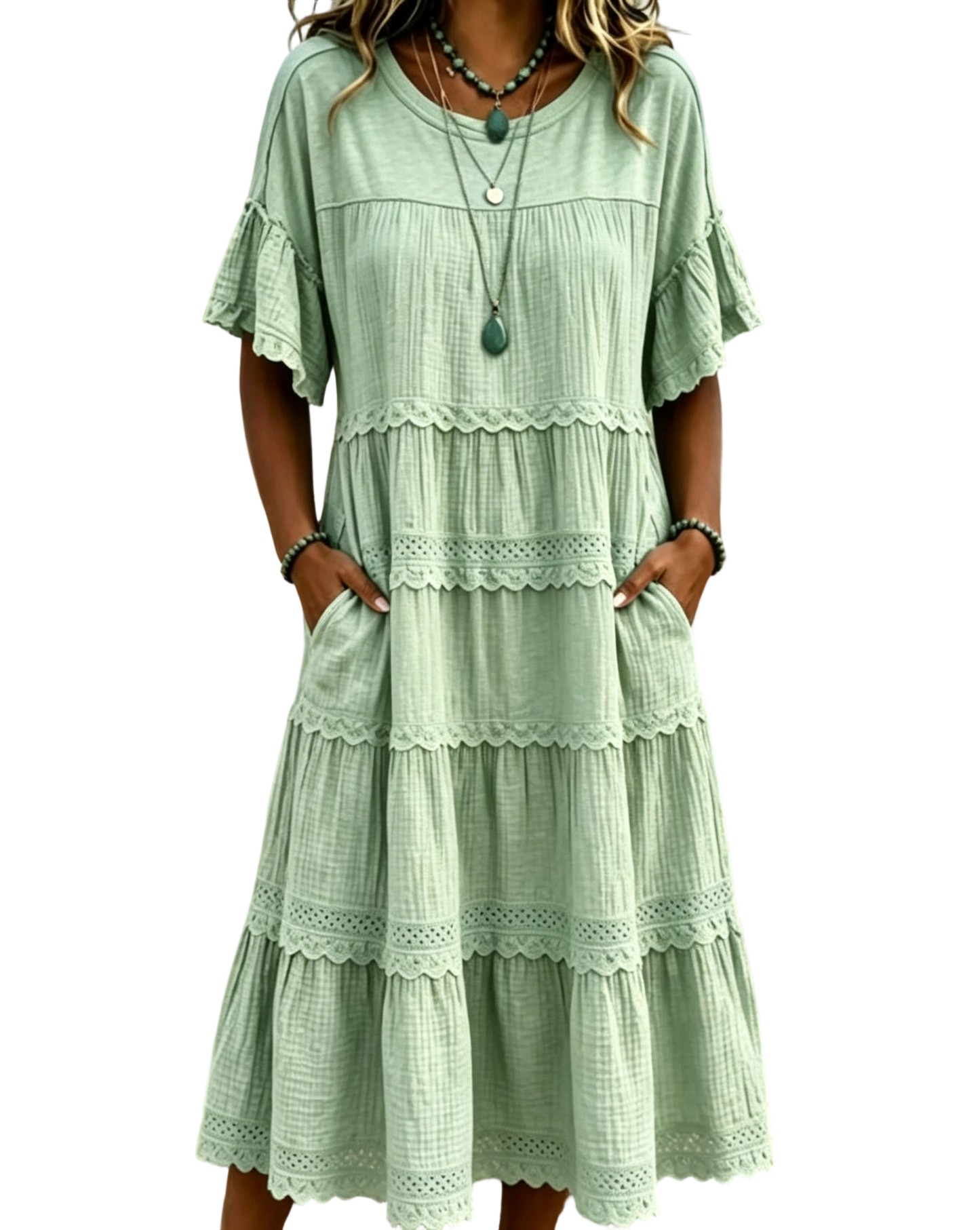 🔥Cool & breathable fabric🍃Women's Vintage Patchwork Lace Dress