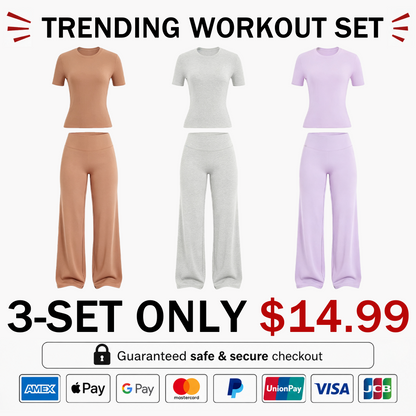 2026 New Women's Round Neck Tee & High-Waist Yoga Pants Two-Piece Set