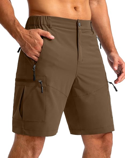 Men's Lightweight Cargo Shorts with 5 Zipper Pockets