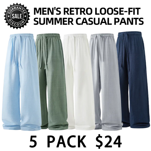 Men Retro Loose Drawstring Breathable Summer Casual Linen Pants