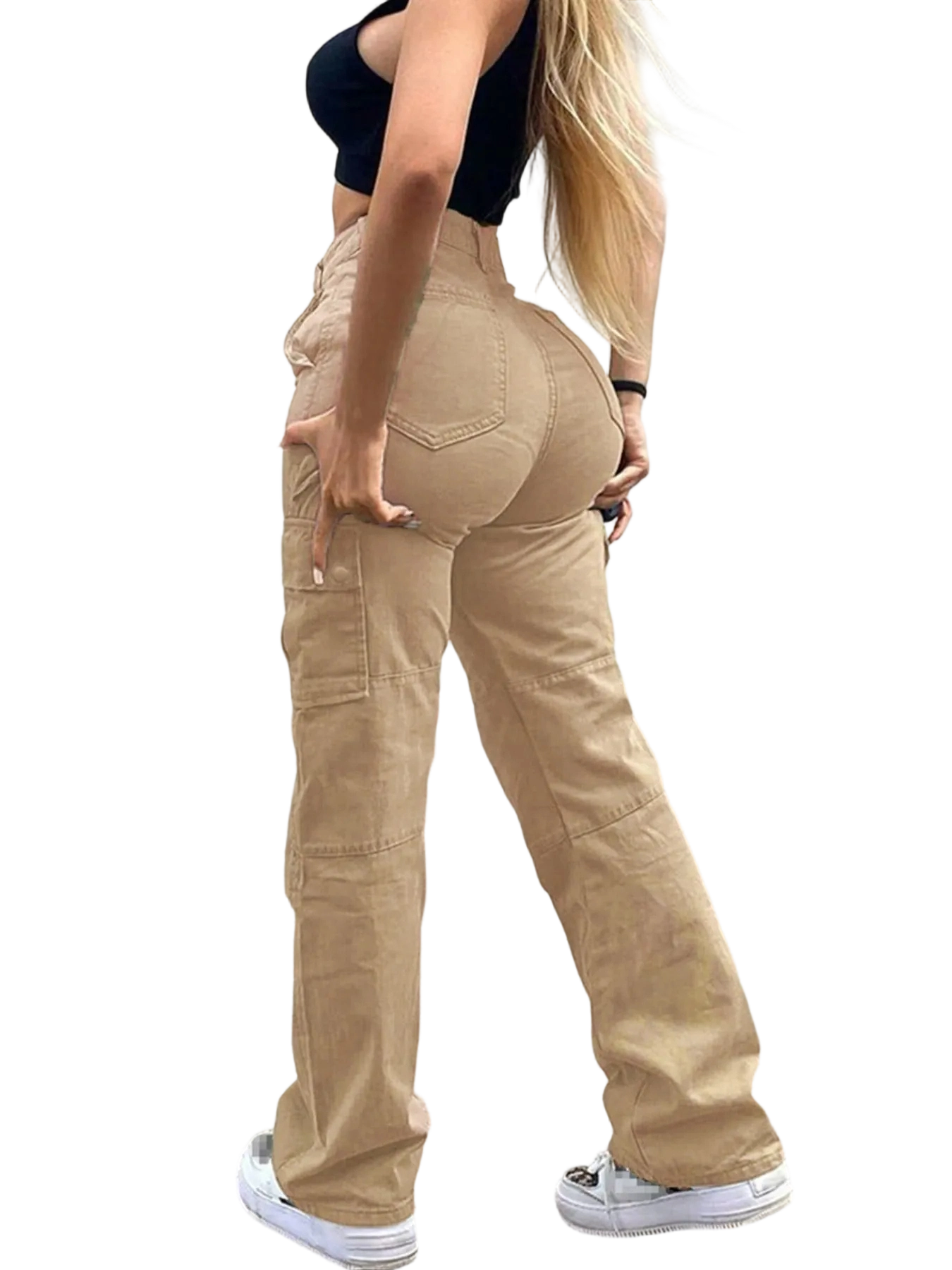 Women's Solid Multiple Pockets Cargo Pants, Casual Fashion Trousers
