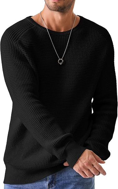 🔥 BESTSELLER | Men's Waffle Knit Crewneck Sweater
