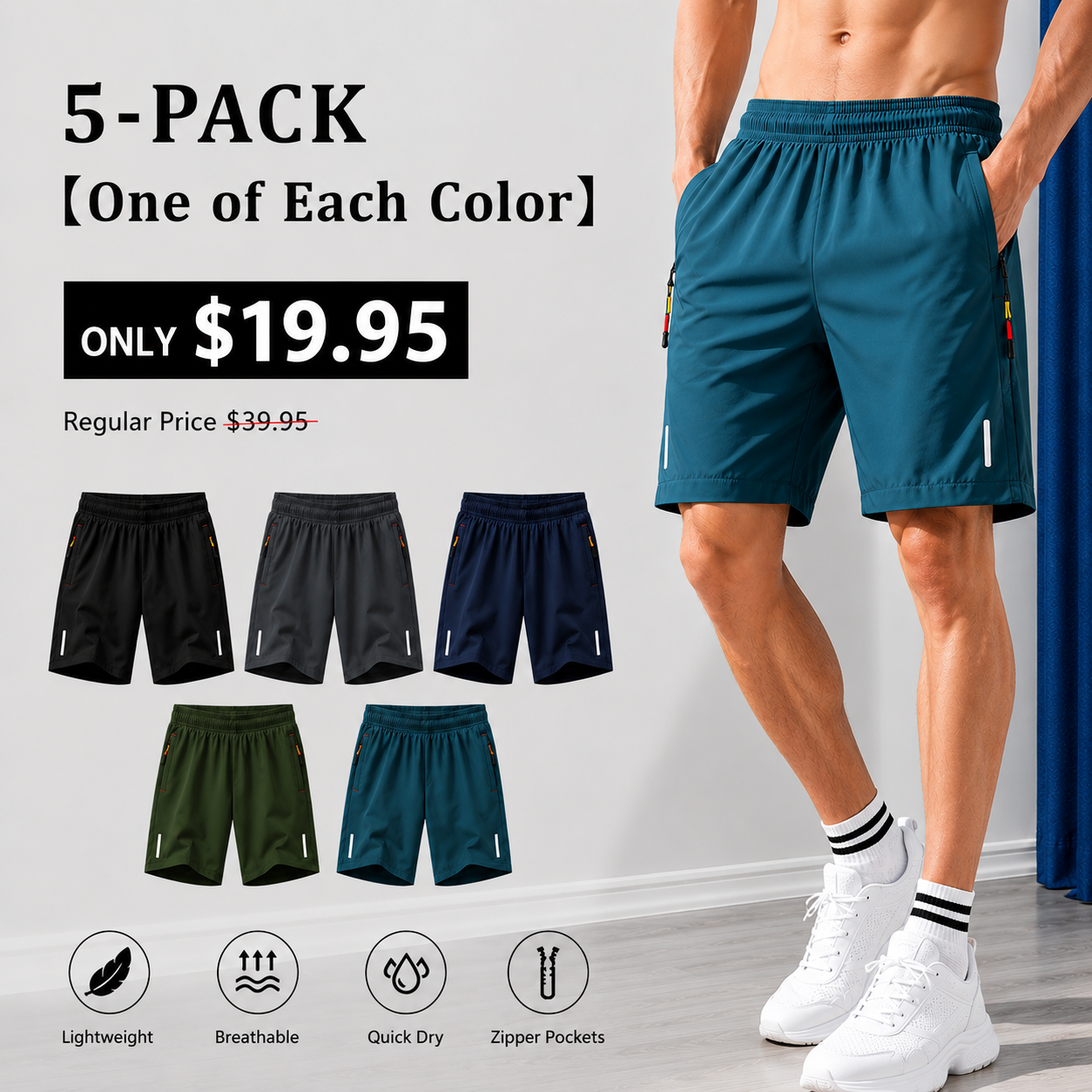 Men's Quick-Dry Athletic Shorts Fashionable Versatile Outdoor Casual Shorts