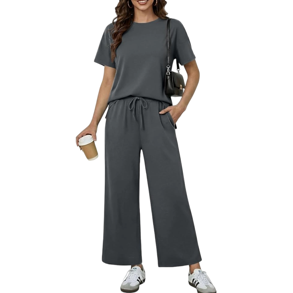2 Piece Sets for Women Soft Short Sleeve Matching Lounge Set
