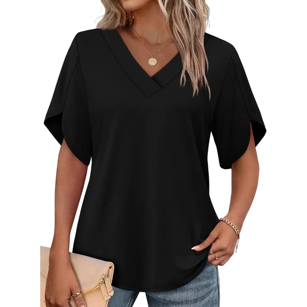 Womens Summer Tops Short Petal Sleeve Shirts