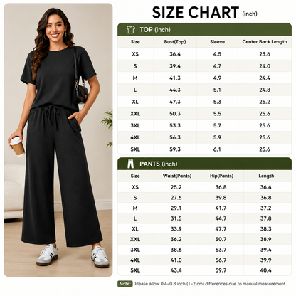 2 Piece Sets for Women Soft Short Sleeve Matching Lounge Set